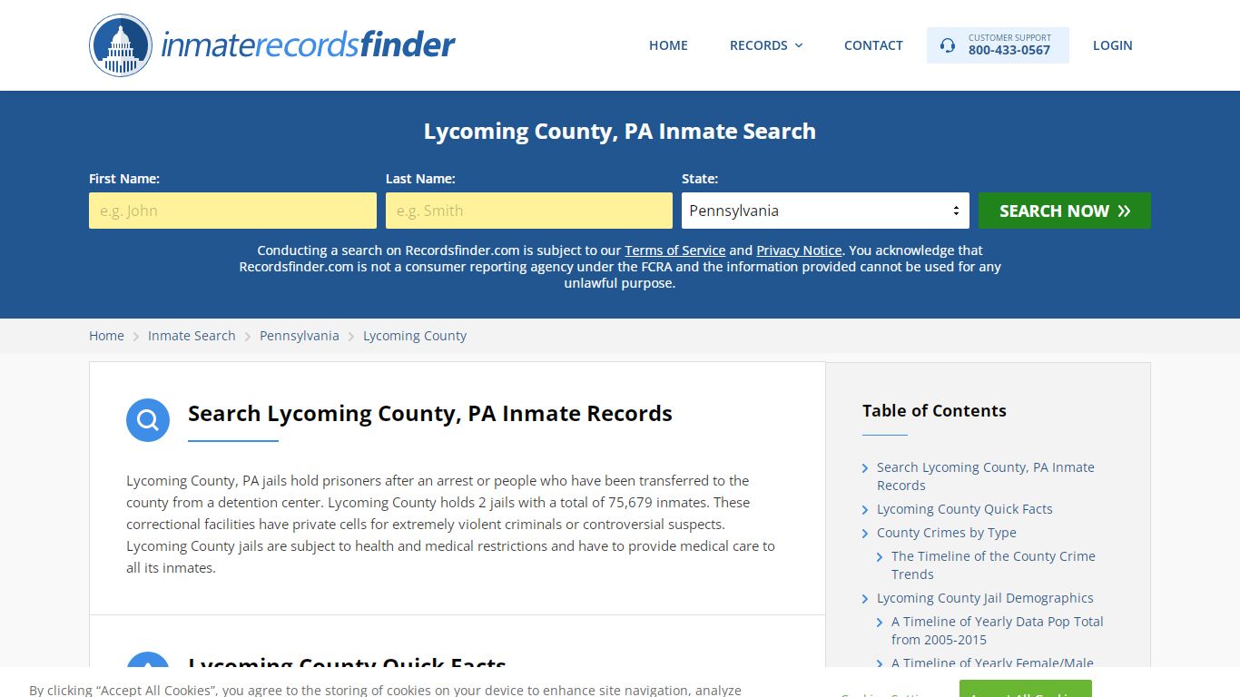 Lycoming County, PA Inmate Lookup & Jail Records Online