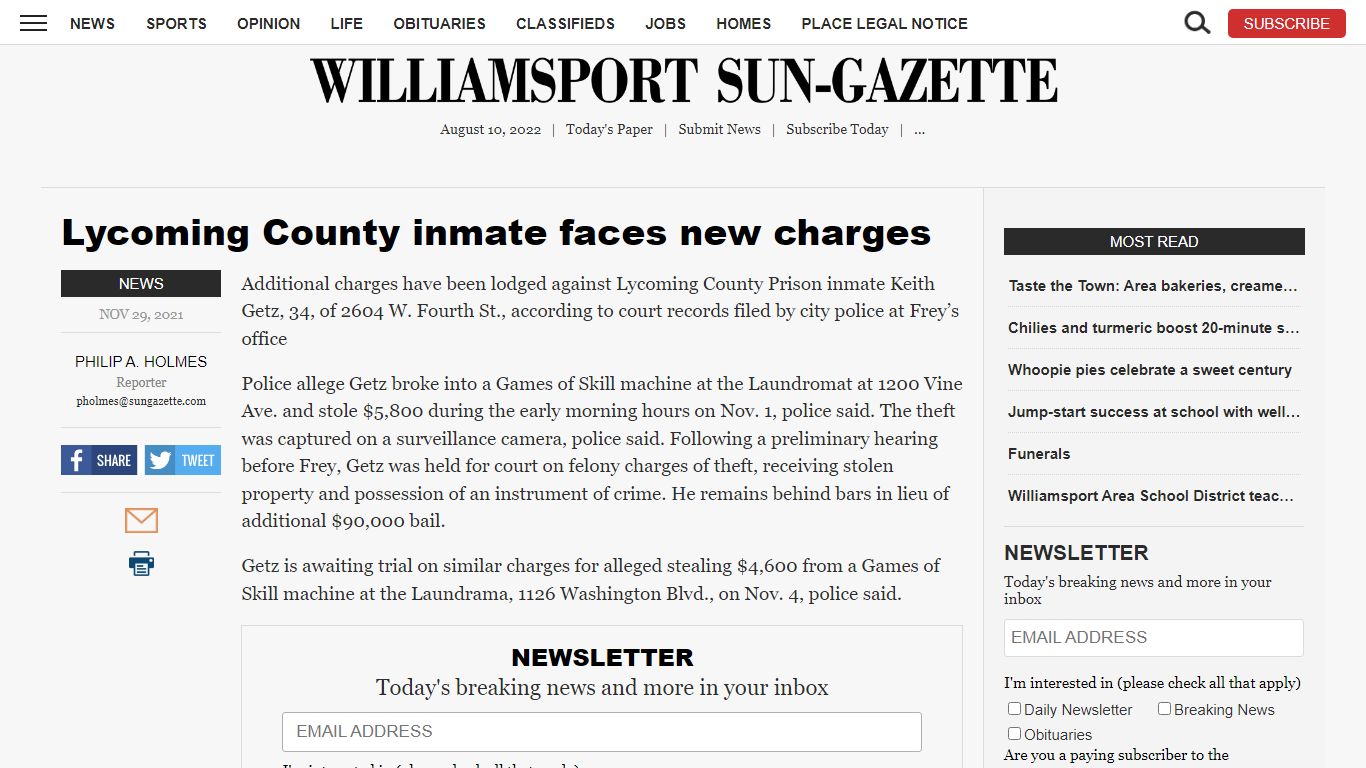 Lycoming County inmate faces new charges | News, Sports ...