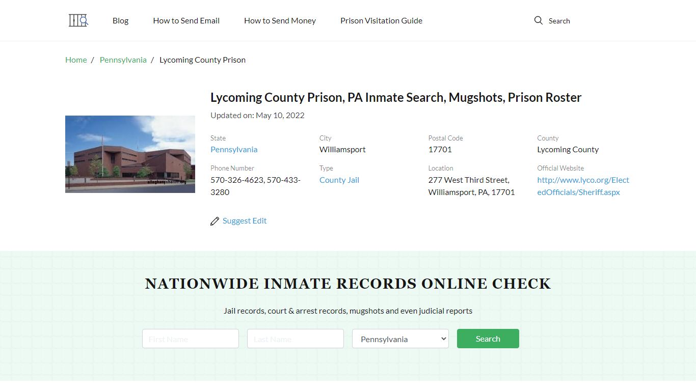 Lycoming County Prison, PA Inmate Search, Mugshots, Prison ...